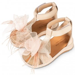 BabyWalker Βαπτιστικά παπούτσια Πέδιλο με λουλούδι Εκρού - Νουντ BS.3588